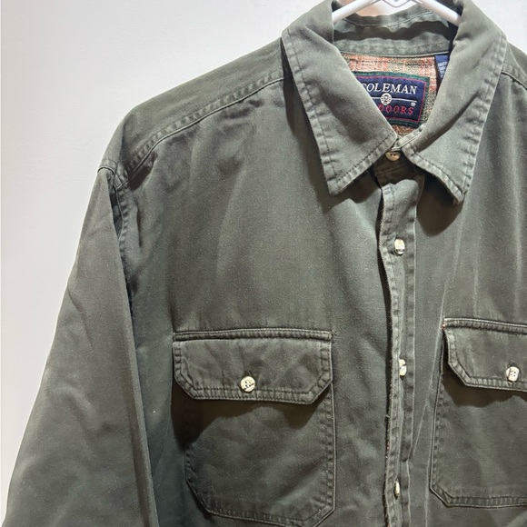 Vintage Coleman Olive Button-Up Shacket. - Picture 4 of 16